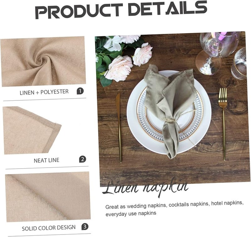 مناديل العشاء الكتانية الصلبة خفيفة الوزن للمطعم وديكور المنزل لتناول الطعام العادي الأنيق - Image 4